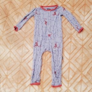 💕 Kickee pants bamboo pajamas 9-12 months purple monkey 🐒